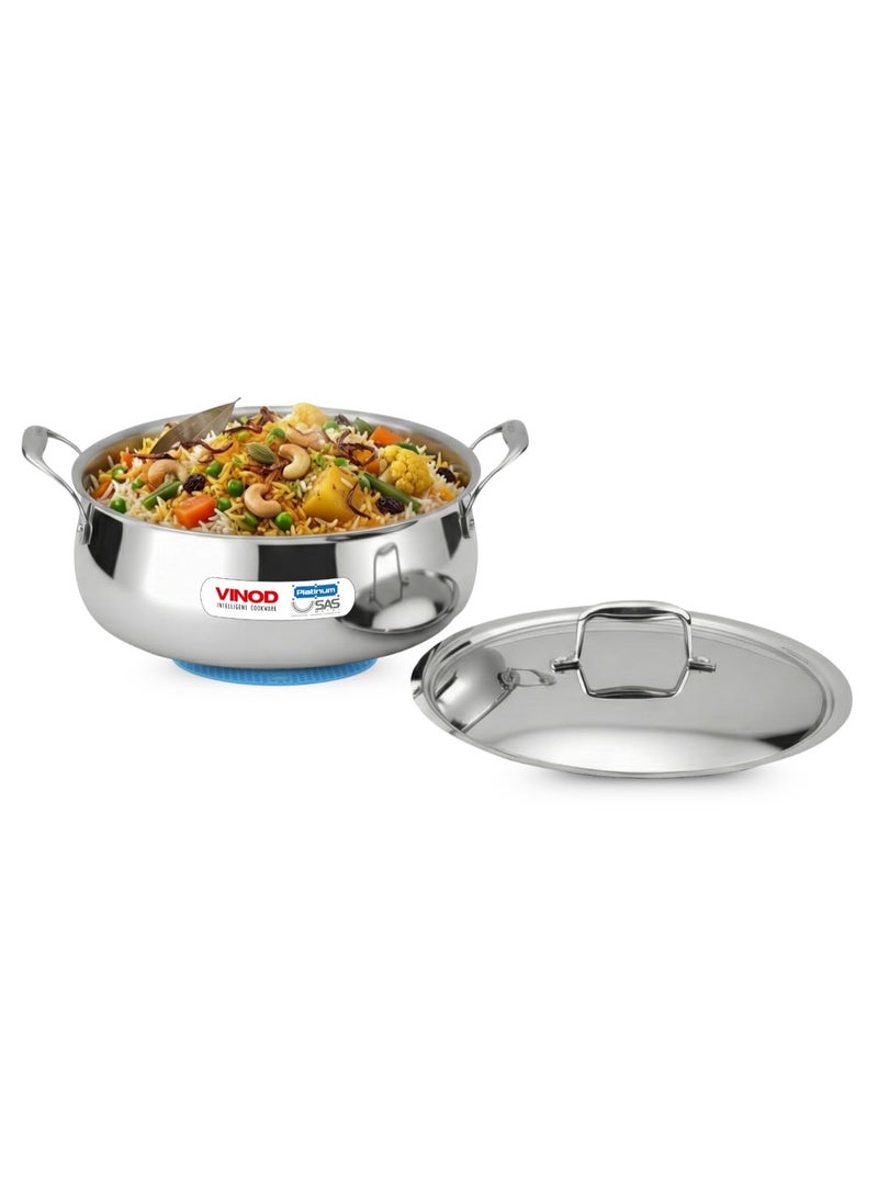 Vinod Platinum Chef’s Lagan Pot 32 cm - 8 Litre | Triply Stainless Steel Biryani Pot Heavy Bottom | Shallow Lagan Handi for Cooking Biryani | Healthy Triply Cookware, Induction Friendly, With Lid - Image 1